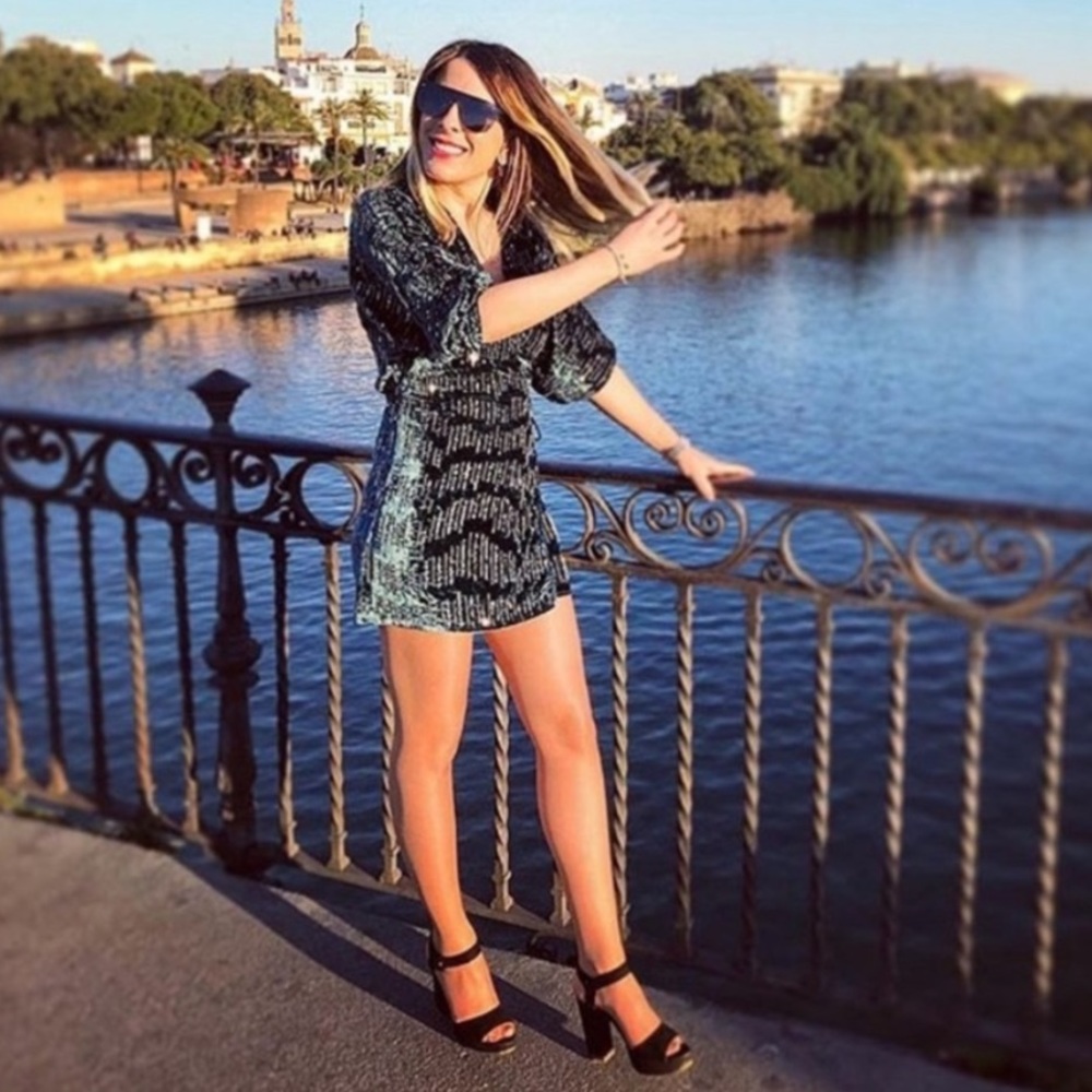 ZARA Sequined Velvet Dress - Picture 4 of 8